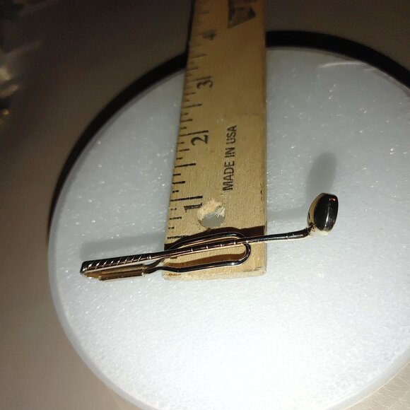 Golf Club Tie Money Clip Slender Yellow Gold tone Bar - Picture 4 of 12